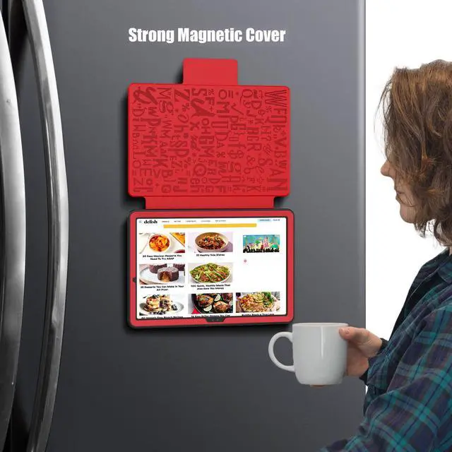 Alt view image 3 of 7 - BONAEVER Case For Samsung Galaxy Tab A9 Plus 10.9 inch 2023 Model SM-X210/X216/X218, Smart Magnetic Auto Sleep Shockproof Cover with Absorbing Multi-Angles Stand, Pen Holder, Card Slot Red