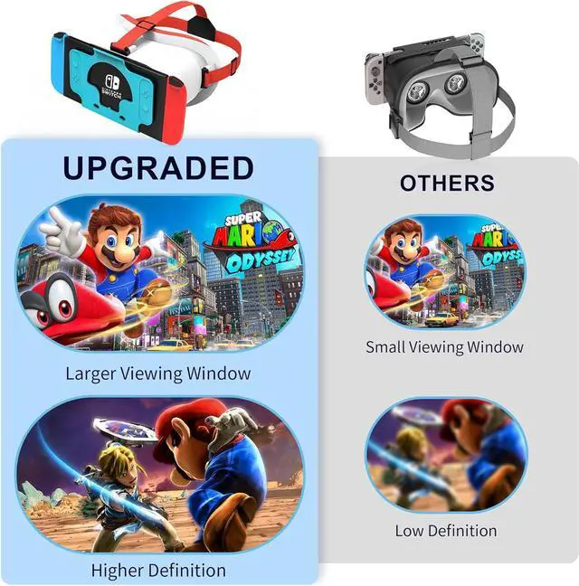 Alt view image 2 of 7 - BONAEVER Upgraded VR Headset for Nintendo Switch & Switch OLED Model, Switch Virtual Reality Glasses with Adjustable HD Lenses and Comfortable Head Strap, Labo VR Kit 3D Goggles for Switch Red