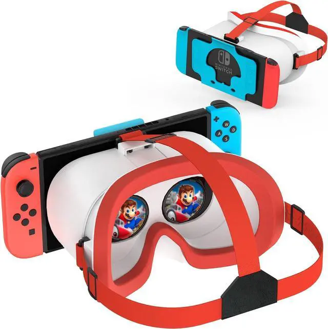 Main image of BONAEVER Upgraded VR Headset for Nintendo Switch & Switch OLED Model, Switch Virtual Reality Glasses with Adjustable HD Lenses and Comfortable Head Strap, Labo VR Kit 3D Goggles for Switch Red