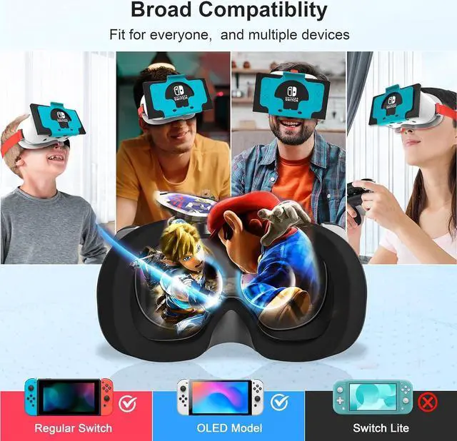 Alt view image 6 of 7 - BONAEVER Upgraded VR Headset for Nintendo Switch & Switch OLED Model, Switch Virtual Reality Glasses with Adjustable HD Lenses and Comfortable Head Strap, Labo VR Kit 3D Goggles for Switch Red
