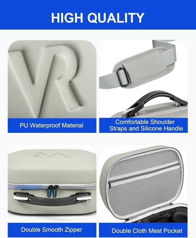 Alt view image 3 of 7 - BONAEVE Hard Carrying Case for Meta Quest 3, Quest 2, Vision Pro, Large Capacity Travel Case for Oculus Quest 3 VR Gaming Headset and Touch Controllers Accessories