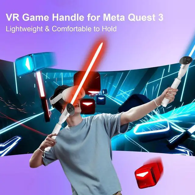 Alt view image 7 of 7 - BONAEVER VR Game Handle Accessories for Meta Quest 3 Controllers, Handles Extension Grips for Playing Beat Saber Gorilla Tag Long Arms, VR Handle Attachments for Oculus Quest 3 VR Game