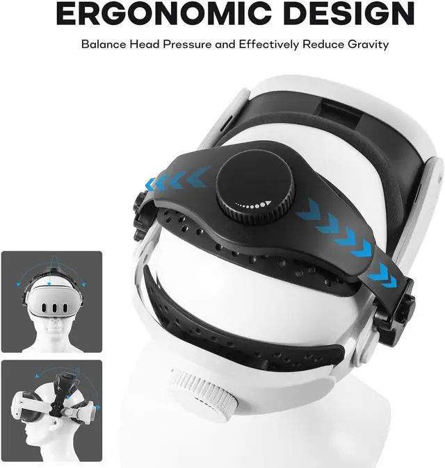 Alt view image 4 of 7 - Adjustable Head Strap for Meta Quest 3/Quest 2 Elite Strap/Pico 4/4 Pro/Meta Quest Pro, Reduce Head Pressure Lightweight Strap, Enhanced Comfort and Gaming Immersion VR Accessories Black