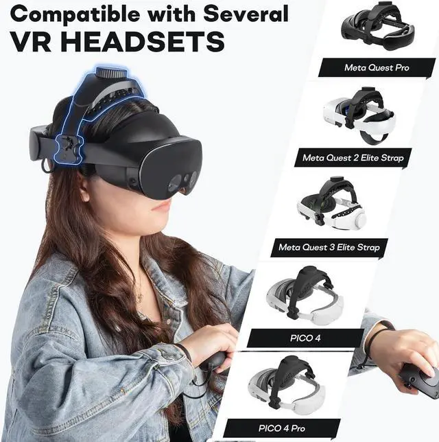 Alt view image 7 of 7 - Adjustable Head Strap for Meta Quest 3/Quest 2 Elite Strap/Pico 4/4 Pro/Meta Quest Pro, Reduce Head Pressure Lightweight Strap, Enhanced Comfort and Gaming Immersion VR Accessories Black