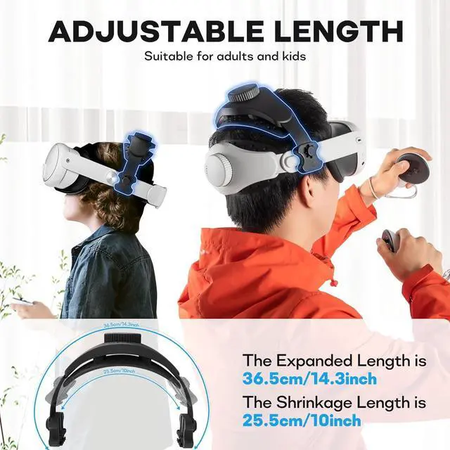Alt view image 2 of 7 - Adjustable Head Strap for Meta Quest 3/Quest 2 Elite Strap/Pico 4/4 Pro/Meta Quest Pro, Reduce Head Pressure Lightweight Strap, Enhanced Comfort and Gaming Immersion VR Accessories Black