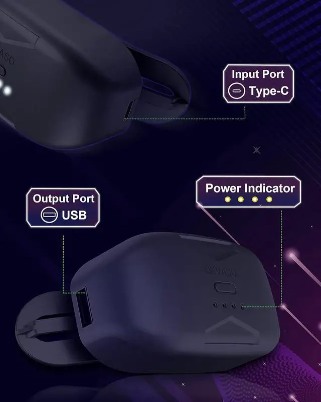 Alt view image 3 of 7 - BONAEVER Battery Pack for Meta/Oculus Quest 3/Quest Pro/Quest 2/Pico 4/Pico 4 Pro/PS VR 2, 6000mAh Portable Mini Battery Pack Replacement for Extra 3 Hours Playtime, Lightweight Design