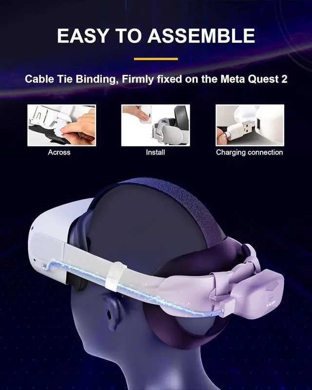 Alt view image 2 of 6 - BONAEVER Battery Pack for Meta/Oculus Quest 3/Quest Pro/Quest 2/Pico 4/Pico 4 Pro/PS VR 2, 6000mAh Portable Mini Battery Pack Replacement for Extra 3 Hours Playtime, Lightweight Design