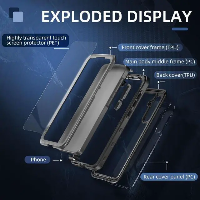 Alt view image 5 of 7 - BONAEVER For Samsung Galaxy A35 5G Case Waterproof with Built-in Screen Protector [IP68 Underwater] Anti-Scratched Rugged Cover [360° Shockproof] Case for Samsung Galaxy A35 5G 6.6 inch