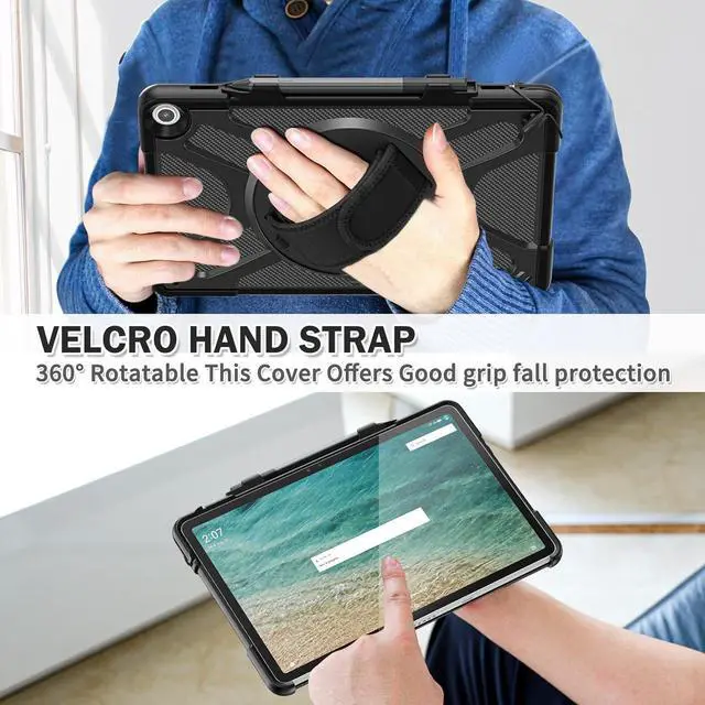 Alt view image 3 of 7 - For Amazon Fire Max 11 Case 11" (13th Generation 2023 Release), Rugged Protective Fire Max 11 Tablet Cover with Rotating Hand/Shoulder Strap & Stand, Pen Holder, Compatible with Type Cover Keyboard
