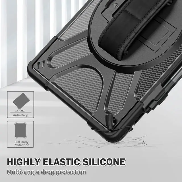 Alt view image 6 of 7 - For Amazon Fire Max 11 Case 11" (13th Generation 2023 Release), Rugged Protective Fire Max 11 Tablet Cover with Rotating Hand/Shoulder Strap & Stand, Pen Holder, Compatible with Type Cover Keyboard