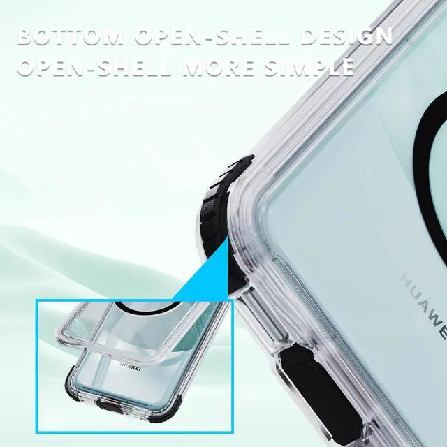 Alt view image 5 of 7 - BONAEVER Waterproof Phone Case for Huawei Mate 60 Pro, IP68 Underwater Touchscreen Water Proof Diving Phone Case Anti-Scratched Rugged Cover Built-in Screen Protector