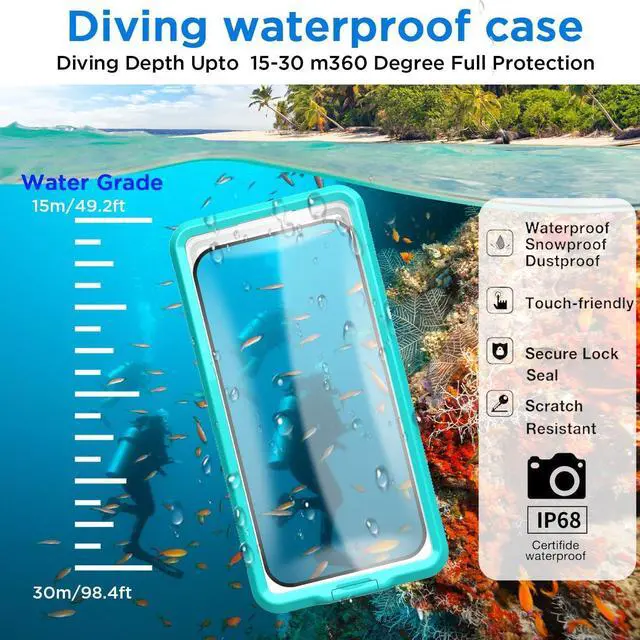 Alt view image 2 of 7 - BONAEVER Waterproof Phone Case, Universal Self-Check Function Underwater Pouch Dry Bag Beach Travel Essentials Tech Gadgets for iPhone 15 14 13 11 12/Samsung S24/LG,Google/Xiaomi/Motorola Blue