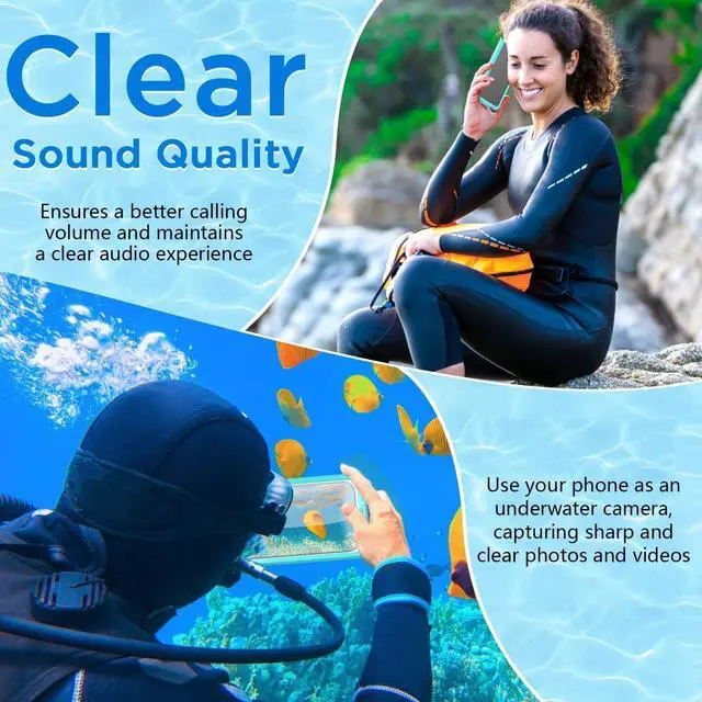 Alt view image 4 of 7 - BONAEVER Waterproof Phone Case, Universal Self-Check Function Underwater Pouch Dry Bag Beach Travel Essentials Tech Gadgets for iPhone 15 14 13 11 12/Samsung S24/LG,Google/Xiaomi/Motorola Blue