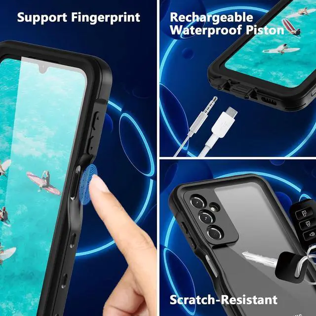 Alt view image 4 of 7 - BONAEVER for Samsung Galaxy A25 5G Phone Case Waterproof,Clear Lens/Camera/Screen Protector,Full Body Protective,Rugged Military Shockproof with Lanyard