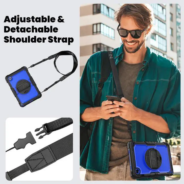 Alt view image 6 of 7 - BONAEVER Case for Lenovo Tab M11 2024 TB330FU TB330XU TB-331FC Shockproof Protective Cover with Screen Protector Rotating Stand and /Shoulder Strap Pen Holder Blue