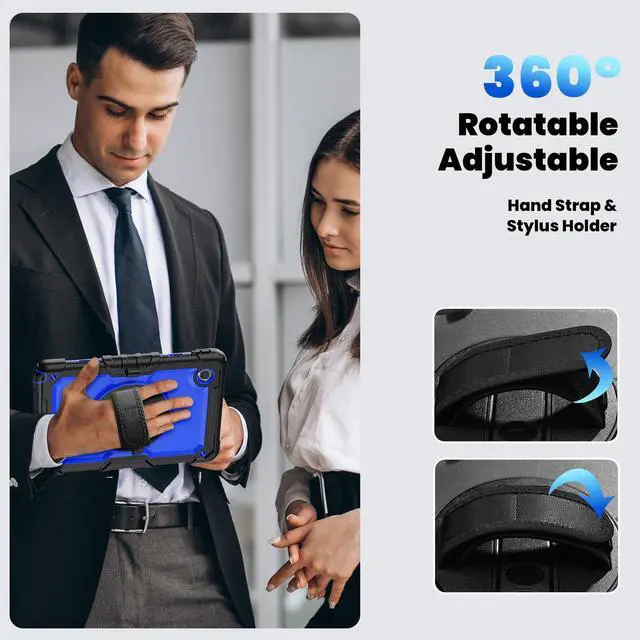 Alt view image 5 of 7 - BONAEVER Case for Lenovo Tab M11 2024 TB330FU TB330XU TB-331FC Shockproof Protective Cover with Screen Protector Rotating Stand and /Shoulder Strap Pen Holder Blue