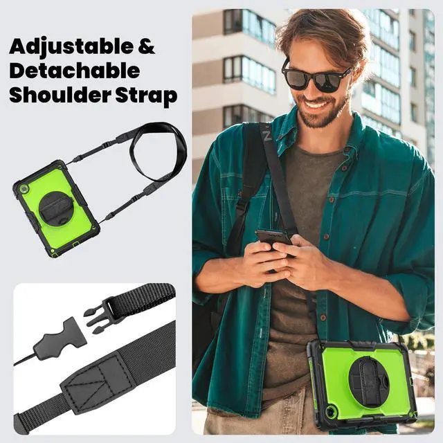 Alt view image 6 of 7 - BONAEVER Case for Lenovo Tab M11 2024 TB330FU TB330XU TB-331FC Shockproof Protective Cover with Screen Protector Rotating Stand and /Shoulder Strap Pen Holder Green