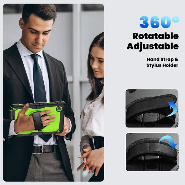 Alt view image 5 of 7 - BONAEVER Case for Lenovo Tab M11 2024 TB330FU TB330XU TB-331FC Shockproof Protective Cover with Screen Protector Rotating Stand and /Shoulder Strap Pen Holder Green