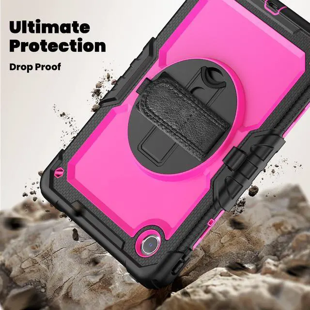 Alt view image 3 of 7 - BONAEVER Case for Lenovo Tab M11 2024 TB330FU TB330XU TB-331FC Shockproof Protective Cover with Screen Protector Rotating Stand and /Shoulder Strap Pen Holder Rose Red