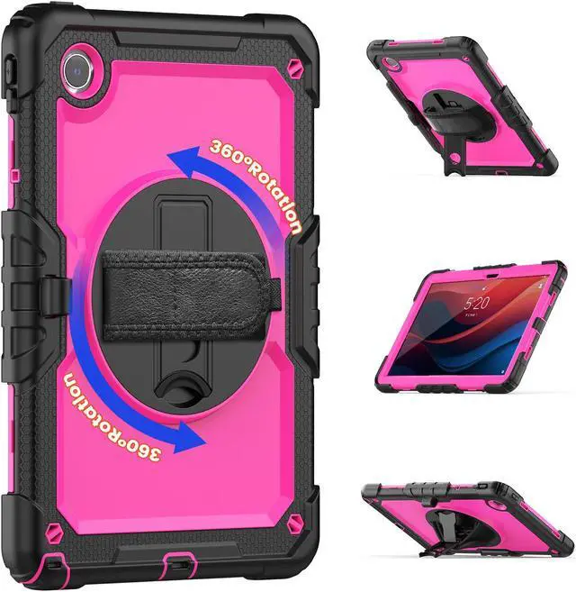 Alt view image 2 of 7 - BONAEVER Case for Lenovo Tab M11 2024 TB330FU TB330XU TB-331FC Shockproof Protective Cover with Screen Protector Rotating Stand and /Shoulder Strap Pen Holder Rose Red