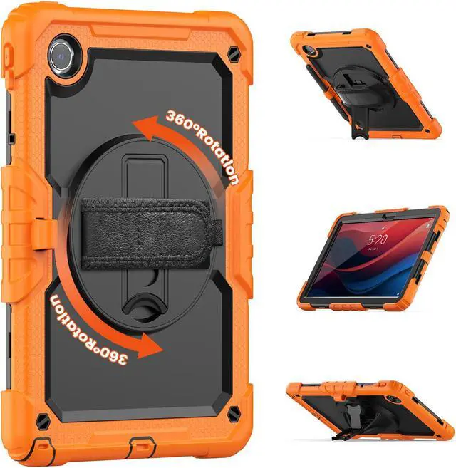 Alt view image 3 of 7 - BONAEVER Case for Lenovo Tab M11 2024 TB330FU TB330XU TB-331FC Shockproof Protective Cover with Screen Protector Rotating Stand and /Shoulder Strap Pen Holder Orange