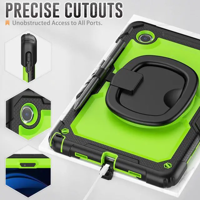 Alt view image 6 of 7 - BONAEVER Case for Lenovo Tab M11 11 inch 2024 Model TB330FU TB330XU TB-331FC with Screen Protector Hand Shoulder Strap 360 Rotating Kickstand Rugged Full Body Protection Cover Green