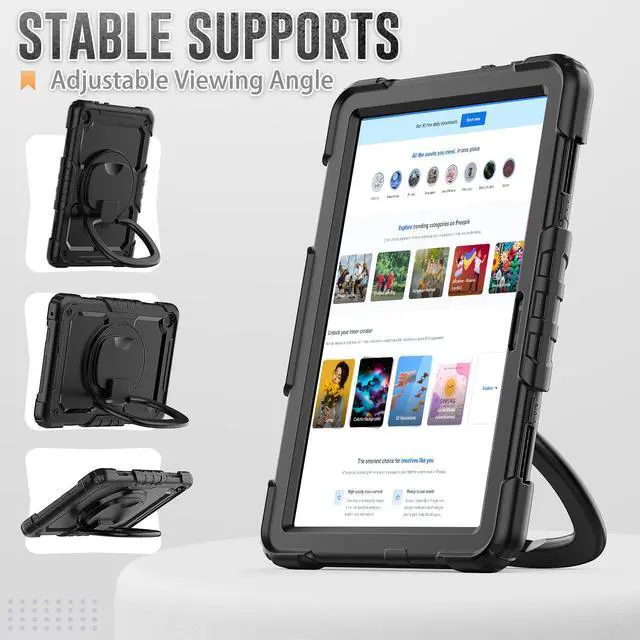 Alt view image 4 of 7 - BONAEVER Case for Lenovo Tab M10 3rd Gen 10.1 inch 2022 Model TB-328F with Screen Protector Shockproof Protective Cover with Pen Holder Stand and Shoulder Strap Stylus Pen