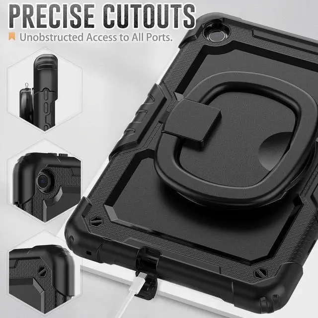 Alt view image 6 of 7 - BONAEVER Case for Lenovo Tab M10 3rd Gen 10.1 inch 2022 Model TB-328F with Screen Protector Shockproof Protective Cover with Pen Holder Stand and Shoulder Strap Stylus Pen