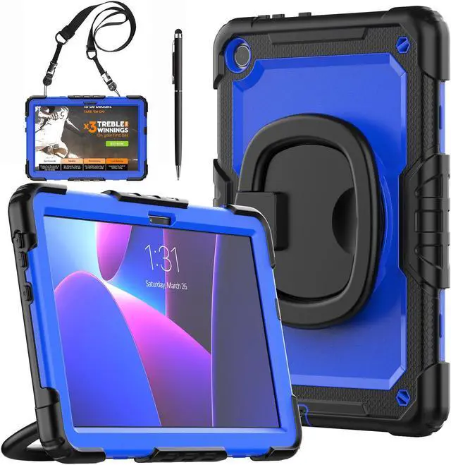 Main image of BONAEVER Case for Lenovo Tab M10 3rd Gen 10.1 inch 2022 Model TB-328F with Screen Protector Shockproof Protective Cover with Pen Holder Stand and Shoulder Strap Stylus Pen Blue
