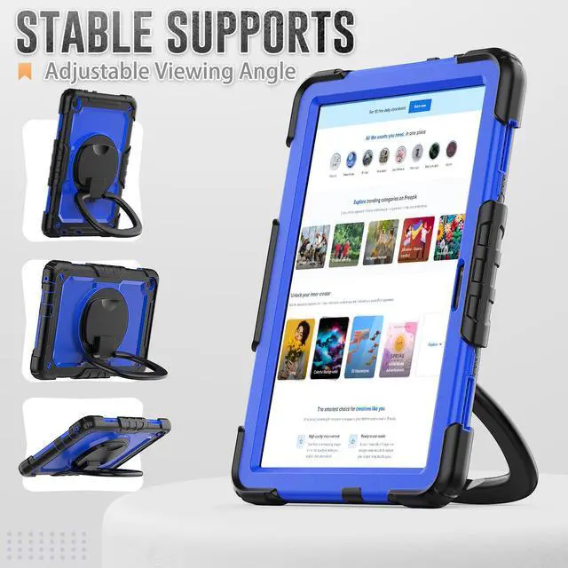 Alt view image 4 of 7 - BONAEVER Case for Lenovo Tab M10 3rd Gen 10.1 inch 2022 Model TB-328F with Screen Protector Shockproof Protective Cover with Pen Holder Stand and Shoulder Strap Stylus Pen Blue