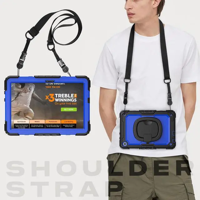 Alt view image 7 of 7 - BONAEVER Case for Lenovo Tab M10 3rd Gen 10.1 inch 2022 Model TB-328F with Screen Protector Shockproof Protective Cover with Pen Holder Stand and Shoulder Strap Stylus Pen Blue