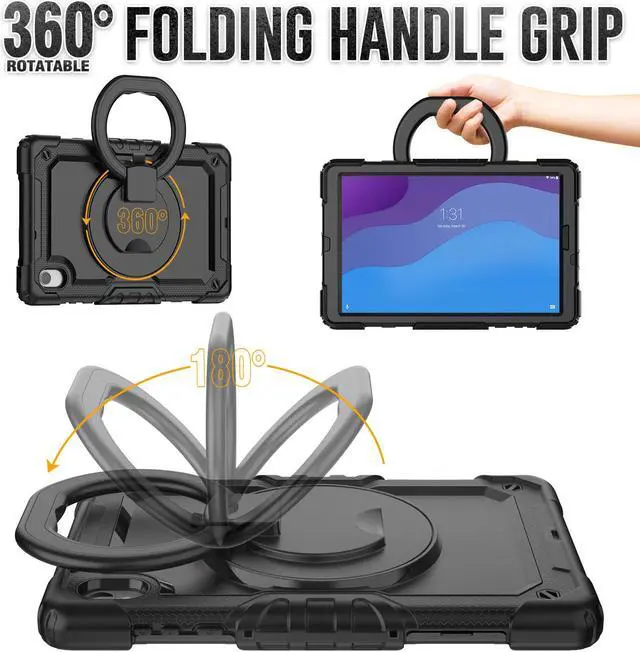 Alt view image 2 of 7 - BONAEVER Case for Lenovo Tab M10 HD 2nd Gen 10.1 Inch 2020 TB-X306 TB-X306F TB-X306X with Screen Protector Shockproof Protective Cover with Pen Holder Stand and Shoulder Strap Stylus Pen