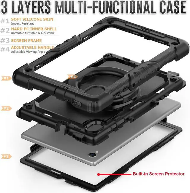 Alt view image 5 of 7 - BONAEVER Case for Lenovo Tab M10 HD 2nd Gen 10.1 Inch 2020 TB-X306 TB-X306F TB-X306X with Screen Protector Shockproof Protective Cover with Pen Holder Stand and Shoulder Strap Stylus Pen