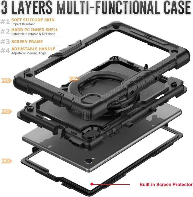 Alt view image 5 of 7 - BONAEVER Case for Lenovo Tab M10 FHD Plus 10.3 inch 2nd Gen 2020 and Tab K10 2021 with Screen Protector Shockproof Protective Cover with Pen Holder Stand and Shoulder Strap Stylus Pen