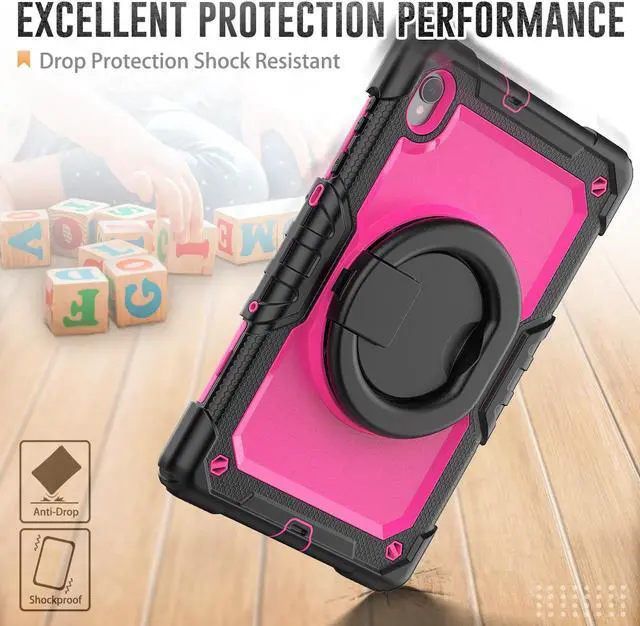 Alt view image 3 of 7 - BONAEVER Case for Lenovo Tab M10 FHD Plus 10.3 inch 2nd Gen 2020 and Tab K10 2021 with Screen Protector Shockproof Protective Cover with Pen Holder Stand and Shoulder Strap Stylus Pen Rose Red