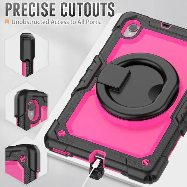 Alt view image 6 of 7 - BONAEVER Case for Lenovo Tab M10 FHD Plus 10.3 inch 2nd Gen 2020 and Tab K10 2021 with Screen Protector Shockproof Protective Cover with Pen Holder Stand and Shoulder Strap Stylus Pen Rose Red