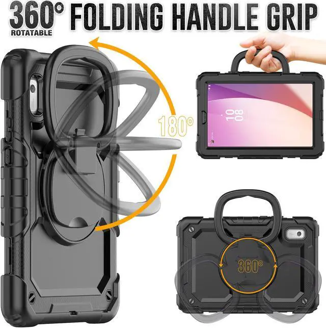 Alt view image 2 of 7 - BONAEVER for Lenovo Tab M9 Case 9 inch TB-310FU with Screen Protector/Rotating Hand Strap/Stand/Shoulder Strap, [3-Layer Protective] Lenovo M9 HD Tablet Cover 9 inch 2023