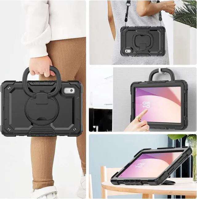 Alt view image 5 of 7 - BONAEVER for Lenovo Tab M9 Case 9 inch TB-310FU with Screen Protector/Rotating Hand Strap/Stand/Shoulder Strap, [3-Layer Protective] Lenovo M9 HD Tablet Cover 9 inch 2023