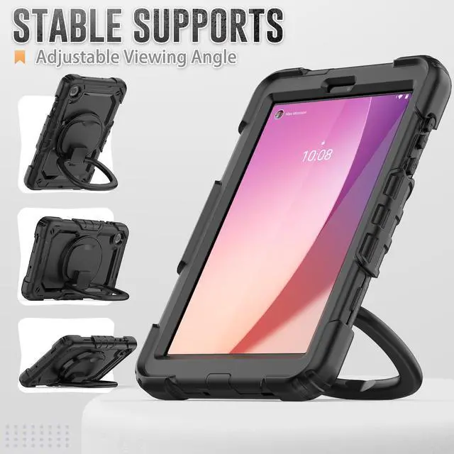 Alt view image 4 of 7 - BONAEVER Case for Lenovo Tab M8 4th Gen 2024 2023 TB301XU TB300FU TB300XU with Screen Protector Shockproof Protective Cover with Pen Holder Stand and Hand/Shoulder Strap
