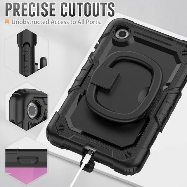 Alt view image 6 of 7 - BONAEVER Case for Lenovo Tab M8 4th Gen 2024 2023 TB301XU TB300FU TB300XU with Screen Protector Shockproof Protective Cover with Pen Holder Stand and Hand/Shoulder Strap