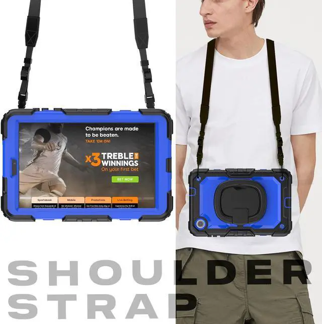 Alt view image 7 of 7 - BONAEVER Case for Lenovo Tab M8 4th Gen 2024 2023 TB301XU TB300FU TB300XU with Screen Protector Shockproof Protective Cover with Pen Holder Stand and Hand/Shoulder Strap Blue