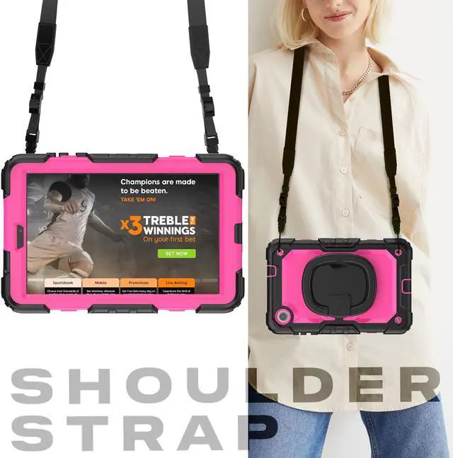 Alt view image 7 of 7 - BONAEVER Case for Lenovo Tab M8 4th Gen 2024 2023 TB301XU TB300FU TB300XU with Screen Protector Shockproof Protective Cover with Pen Holder Stand and Hand/Shoulder Strap Rose Red