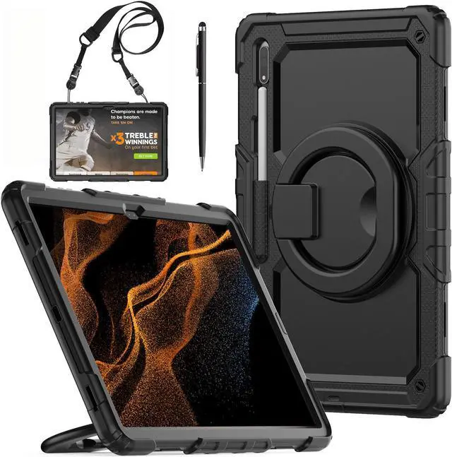 Main image of BONAEVER Case for Samsung Galaxy Tab S10 Ultra 2024 / S9 Ultra 2023 / Galaxy S8 Ultra 14.6 inch Protective Cover with Screen Protector Stylus Pen Pen Holder Hand/Shoulder Strap