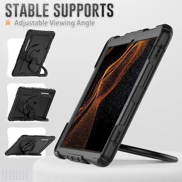 Alt view image 4 of 7 - BONAEVER Case for Samsung Galaxy Tab S10 Ultra 2024 / S9 Ultra 2023 / Galaxy S8 Ultra 14.6 inch Protective Cover with Screen Protector Stylus Pen Pen Holder Hand/Shoulder Strap