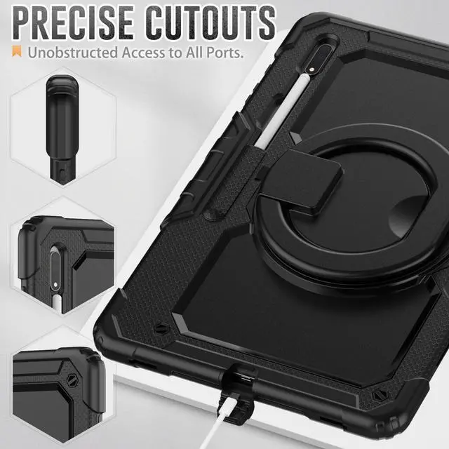 Alt view image 6 of 7 - BONAEVER Case for Samsung Galaxy Tab S10 Ultra 2024 / S9 Ultra 2023 / Galaxy S8 Ultra 14.6 inch Protective Cover with Screen Protector Stylus Pen Pen Holder Hand/Shoulder Strap