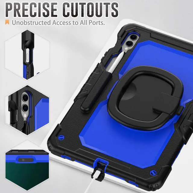 Alt view image 7 of 7 - BONAEVER Case for Samsung Galaxy Tab S10 Plus 2024 / S9 Plus / S9 FE Plus 12.4 inch Protective Cover with Screen Protector Pen Holder Hand/Shoulder Strap Stylus Pen Blue