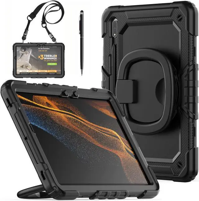 Main image of BONAEVER Case for Samsung Galaxy Tab S8 11 inch 2022 / S7 11 Inch 2020 Protective Cover with Screen Protector Pen Holder Hand/Shoulder Strap Stylus Pen
