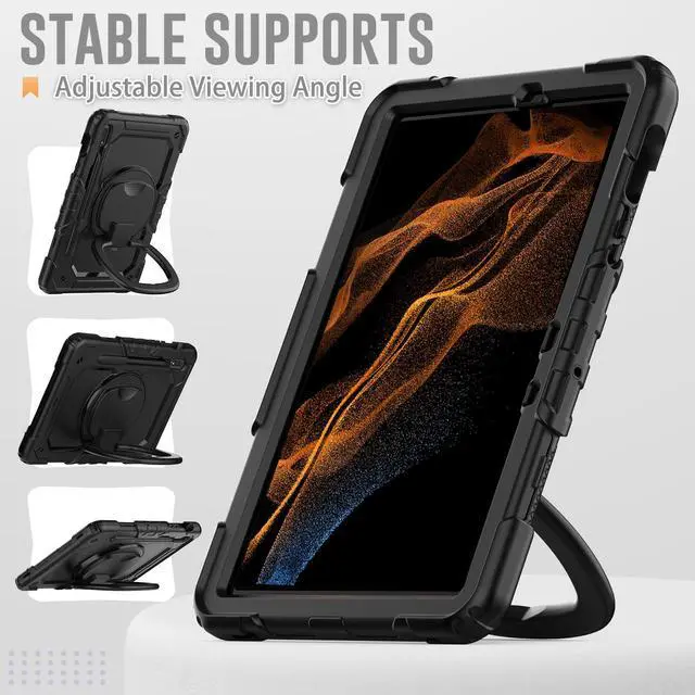 Alt view image 4 of 7 - BONAEVER Case for Samsung Galaxy Tab S8 11 inch 2022 / S7 11 Inch 2020 Protective Cover with Screen Protector Pen Holder Hand/Shoulder Strap Stylus Pen