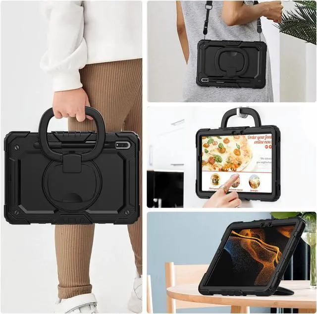 Alt view image 5 of 7 - BONAEVER Case for Samsung Galaxy Tab S8 11 inch 2022 / S7 11 Inch 2020 Protective Cover with Screen Protector Pen Holder Hand/Shoulder Strap Stylus Pen