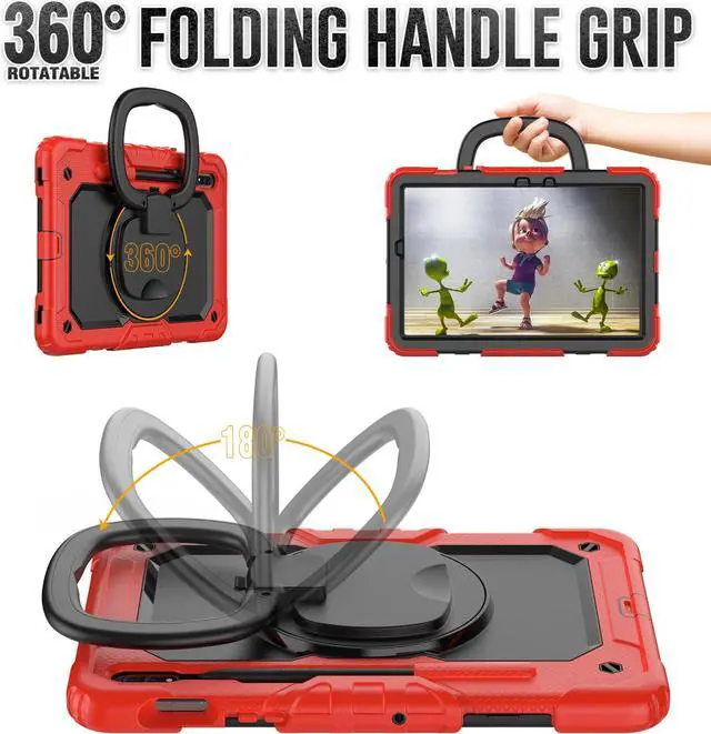 Alt view image 2 of 7 - BONAEVER Case for Samsung Galaxy Tab S8 11 inch 2022 / S7 11 Inch 2020 Protective Cover with Screen Protector Pen Holder Hand/Shoulder Strap Stylus Pen Red